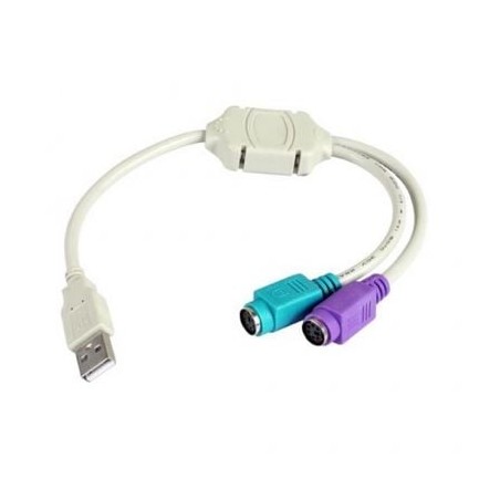 Cable Conversor 3GO C101- USB Macho - 2x PS2 Macho- 10cm- Blanco