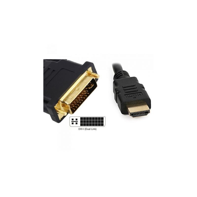 Cable HDMI 3GO CDVIHDMI- HDMI Macho - DVI Macho- 1-8m- Negro