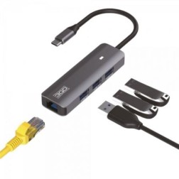 HUB USB Tipo-C 3GO HUB37PETHC- 3xUSB- 1xRJ45- Gris