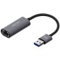 Adaptador USB 3-0 Aisens A106-0708- USB Macho - RJ45 Hembra- 15cm- Gris