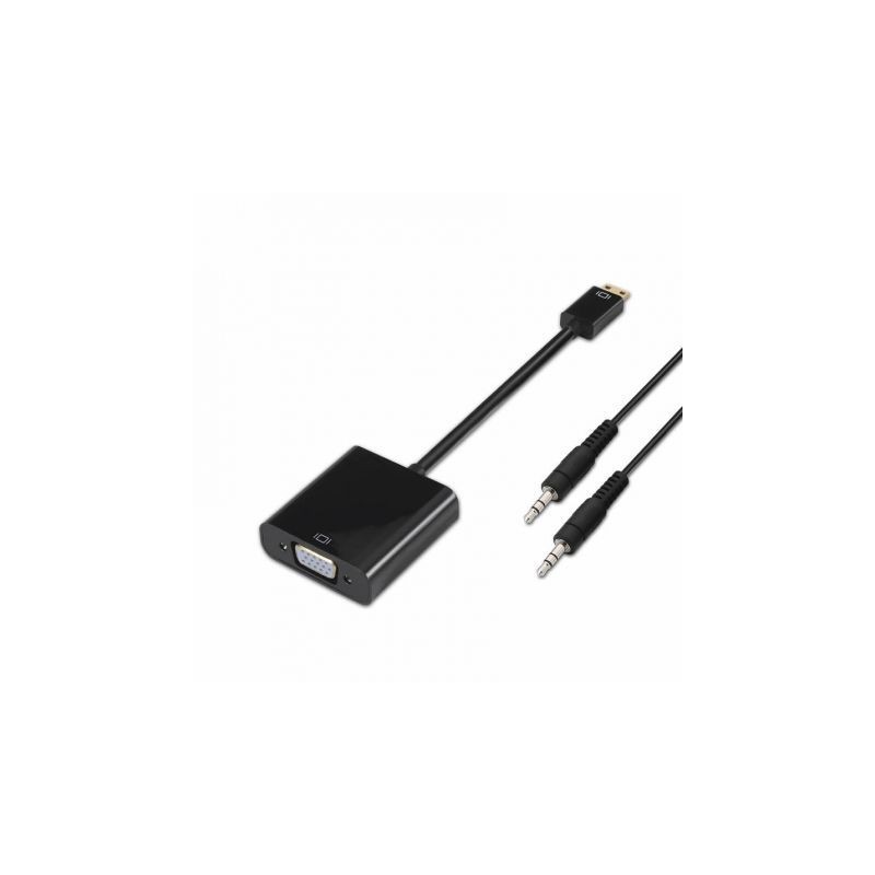 Conversor Aisens A122-0127- Mini HDMI Macho - SVGA Hembra- Jack 3-5 Hembra- 15cm- Negro