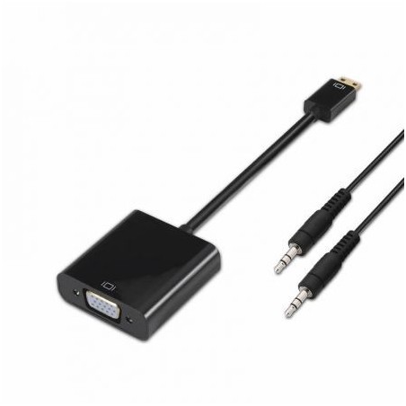 Conversor Aisens A122-0127- Mini HDMI Macho - SVGA Hembra- Jack 3-5 Hembra- 15cm- Negro