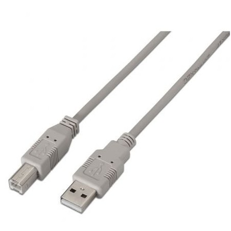 Cable USB 2-0 Impresora Aisens A101-0002- USB Tipo-B Macho - USB Macho- 1-8m- Beige