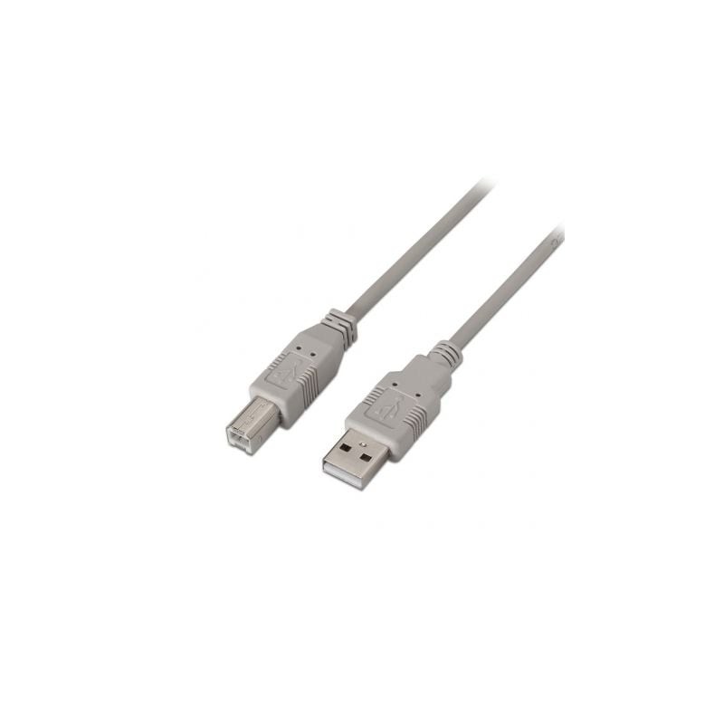 Cable USB 2-0 Impresora Aisens A101-0004- USB Tipo-B Macho - USB Macho- 4-5m- Beige