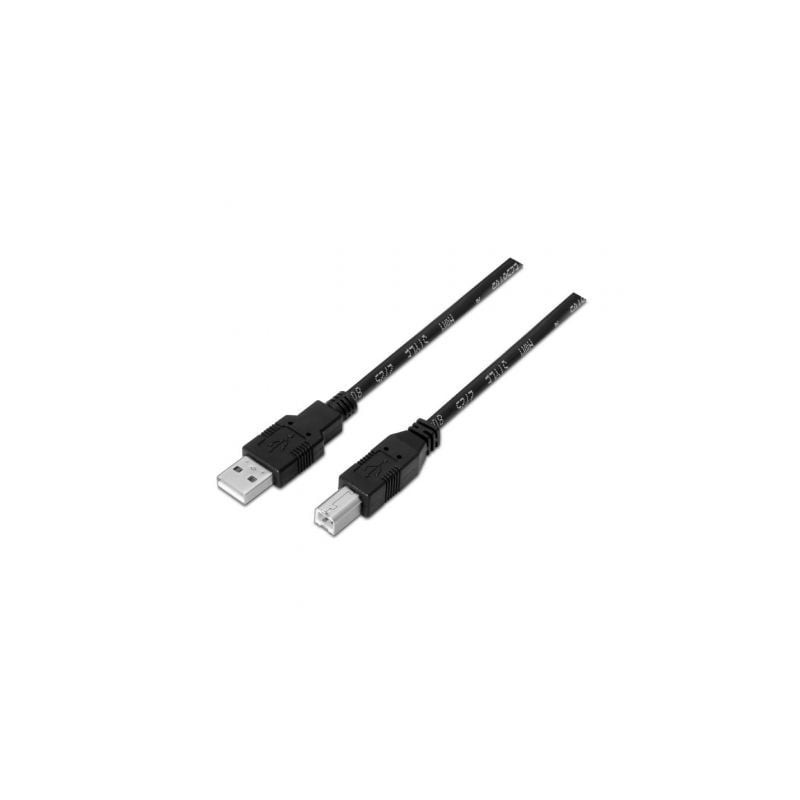 Cable USB 2-0 Impresora Aisens A101-0005- USB Tipo-B Macho - USB Macho- Hasta 2-5W- 60Mbps- 1m- Negro