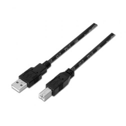 Cable USB 2-0 Impresora Aisens A101-0006- USB Tipo-B Macho - USB Macho- Hasta 2-5W- 60Mbps- 1-8m- Negro