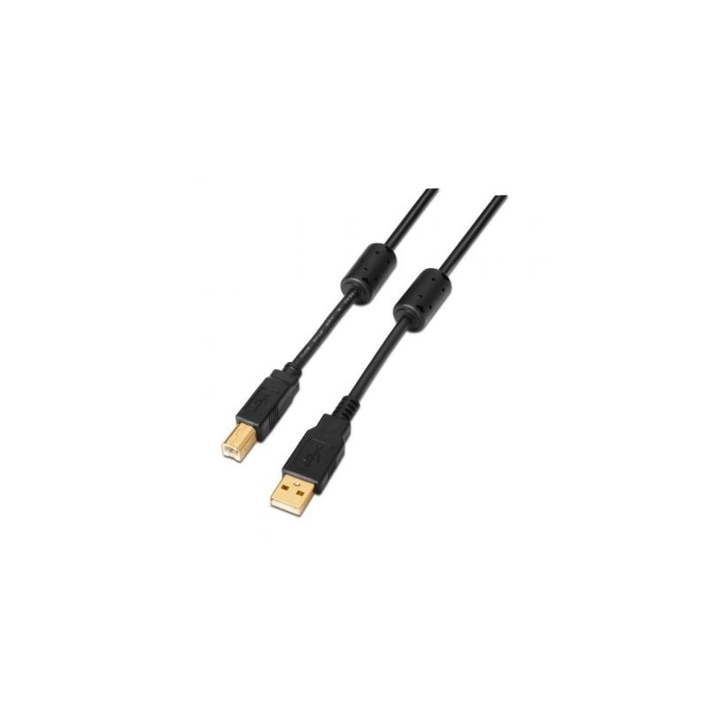 Cable USB 2-0 Impresora Aisens A101-0009- USB Tipo-B Macho - USB Macho- Hasta 2-5W- 60Mbps- 2m- Negro