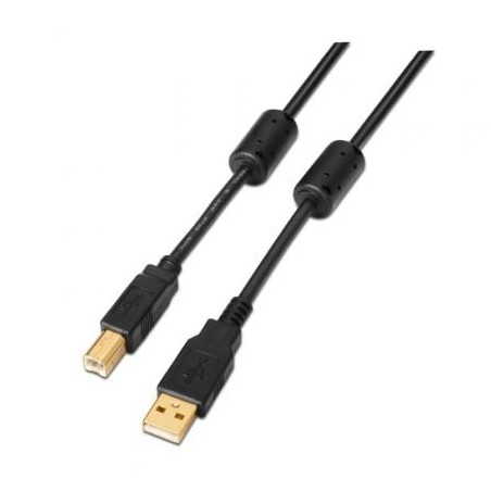 Cable USB 2-0 Impresora Aisens A101-0009- USB Tipo-B Macho - USB Macho- Hasta 2-5W- 60Mbps- 2m- Negro