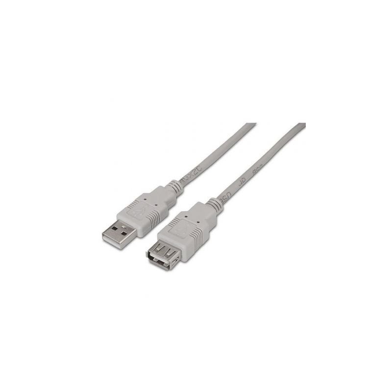 Cable Alargador USB 2-0 Aisens A101-0012- USB Macho - USB Hembra- Hasta 2-5W- 60Mbps- 1m- Beige