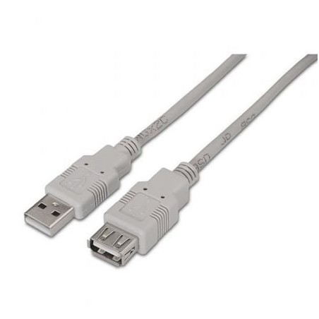 Cable Alargador USB 2-0 Aisens A101-0012- USB Macho - USB Hembra- Hasta 2-5W- 60Mbps- 1m- Beige