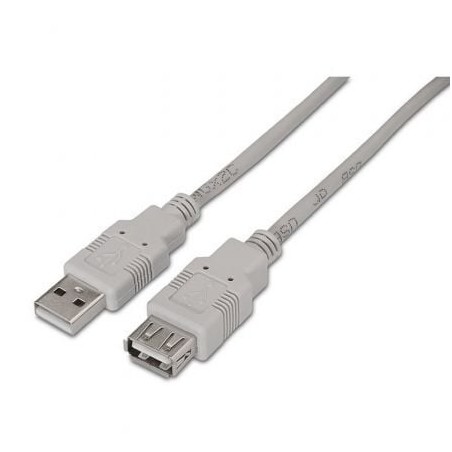 Cable Alargador USB 2-0 Aisens A101-0013- USB Macho - USB Hembra- Hasta 2-5W- 60Mbps- 1-8m- Beige