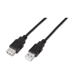 Cable Alargador USB 2-0 Aisens A101-0015- USB Macho - USB Hembra- Hasta 2-5W- 60Mbps- 1m- Negro