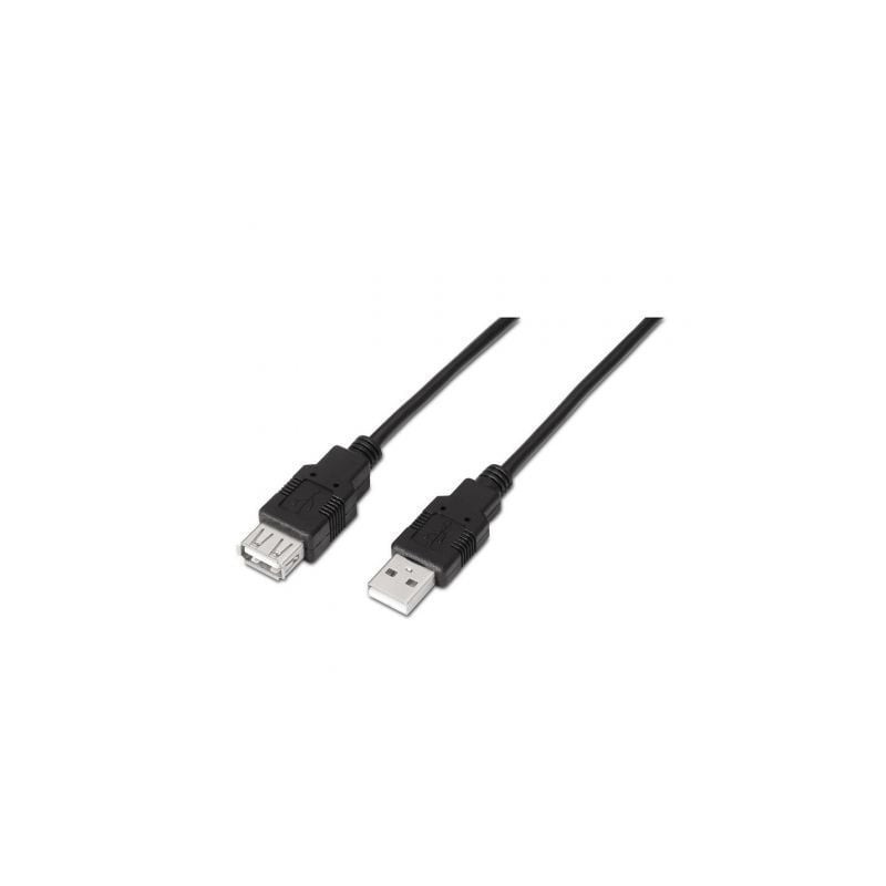 Cable Alargador USB 2-0 Aisens A101-0015- USB Macho - USB Hembra- Hasta 2-5W- 60Mbps- 1m- Negro