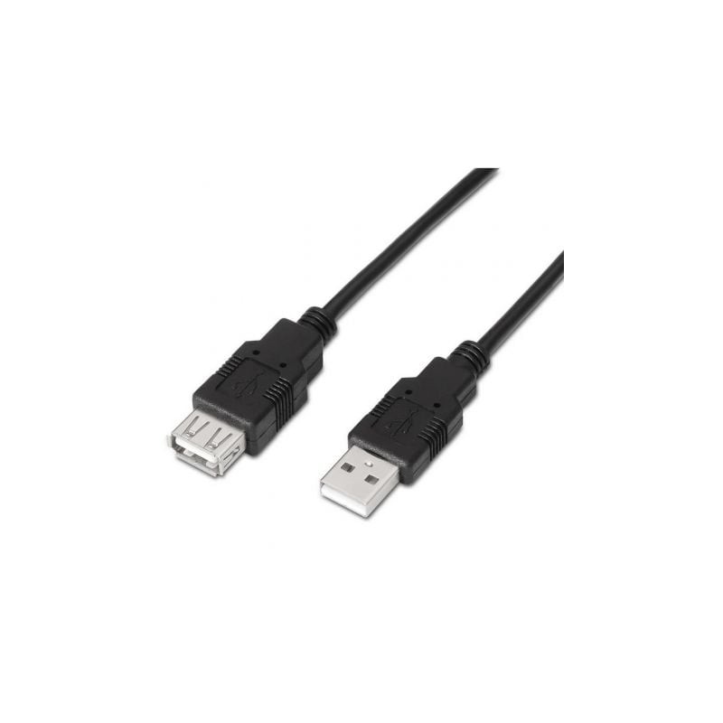 Cable Alargador USB 2-0 Aisens A101-0016- USB Macho - USB Hembra- Hasta 2-5W- 60Mbps- 1-8m- Negro