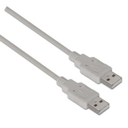 Cable USB 2-0 Aisens A101-0021- USB Macho - USB Macho- Hasta 2-5W- 60Mbps- 1m- Beige