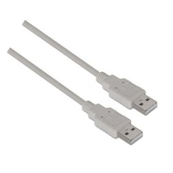 Cable USB 2-0 Aisens A101-0022- USB Macho - USB Macho- Hasta 2-5W- 60Mbps- 2m- Beige