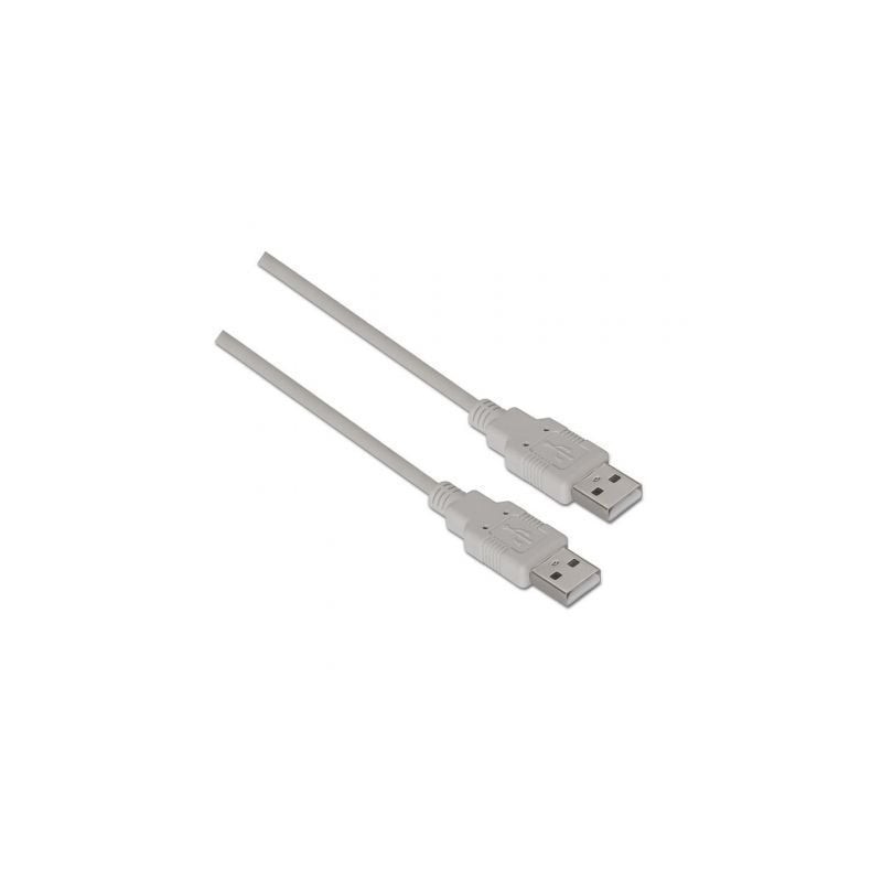 Cable USB 2-0 Aisens A101-0022- USB Macho - USB Macho- Hasta 2-5W- 60Mbps- 2m- Beige