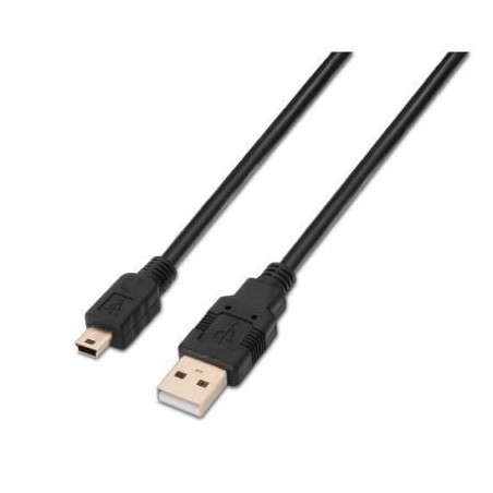 Cable USB 2-0 Aisens A101-0023- USB Macho - USB Mini Macho- Hasta 2-5W- 60Mbps- 50cm- Negro