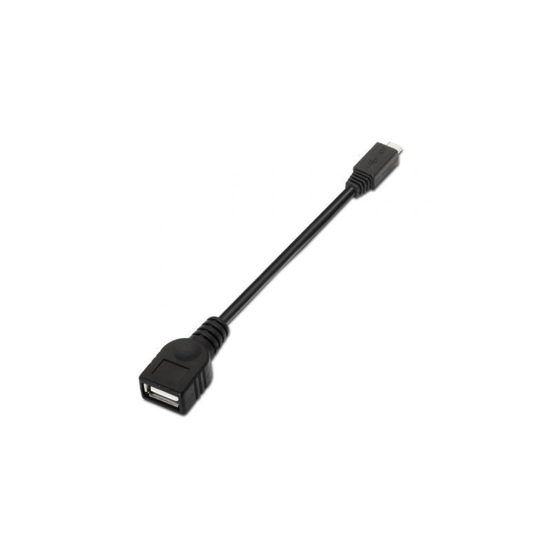 Cable USB 2-0 Aisens A101-0031- MicroUSB Macho - USB Hembra- 15cm- Negro