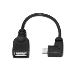Cable USB 2-0 Aisens A101-0032- MicroUSB Macho - USB Hembra- Hasta 2-5W- 60Mbps- 15cm- Negro