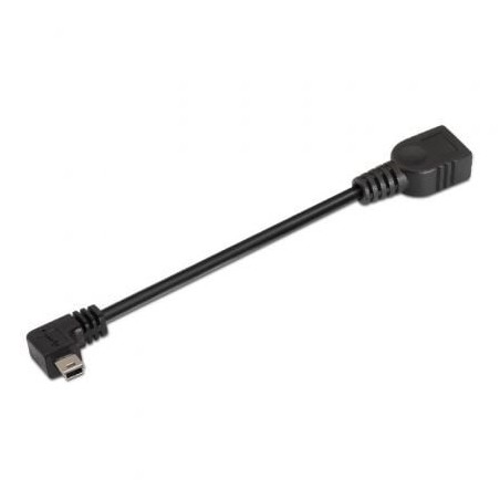 Cable USB 2-0 Aisens A101-0034- MiniUSB Macho - USB Hembra- Hasta 2-5W- 60Mbps- 15cm- Negro