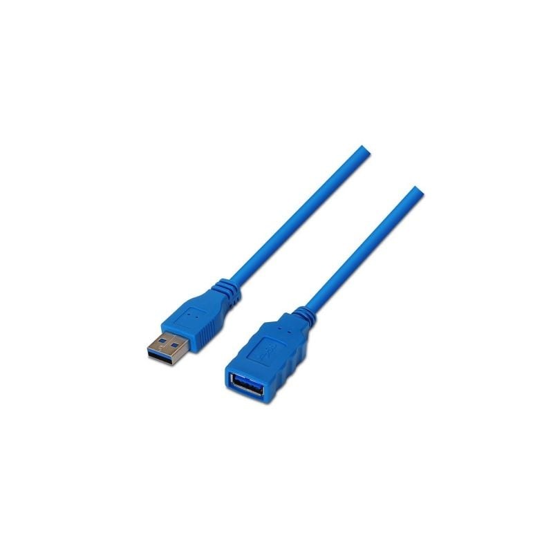 Cable Alargador USB 3-0 Aisens A105-0046- USB Macho - USB Hembra- Hasta 9W- 625Mbps- 2m- Azul