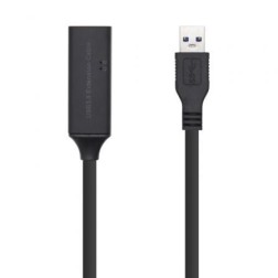 Cable Alargador USB 3-0 con Amplificador Aisens A105-0407- USB Macho - USB Hembra- Hasta 9W- 625Mbps- 5m- Negro