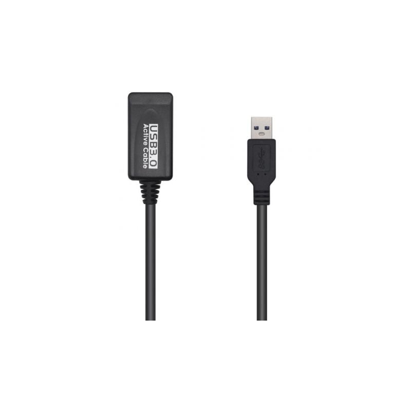 Cable Alargador USB 3-0 con Amplificador Aisens A105-0525- USB Macho - USB Hembra- 5m- Negro