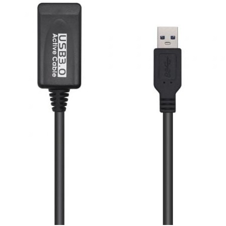 Cable Alargador USB 3-0 con Amplificador Aisens A105-0525- USB Macho - USB Hembra- Hasta 9W- 625Mbps- 5m- Negro