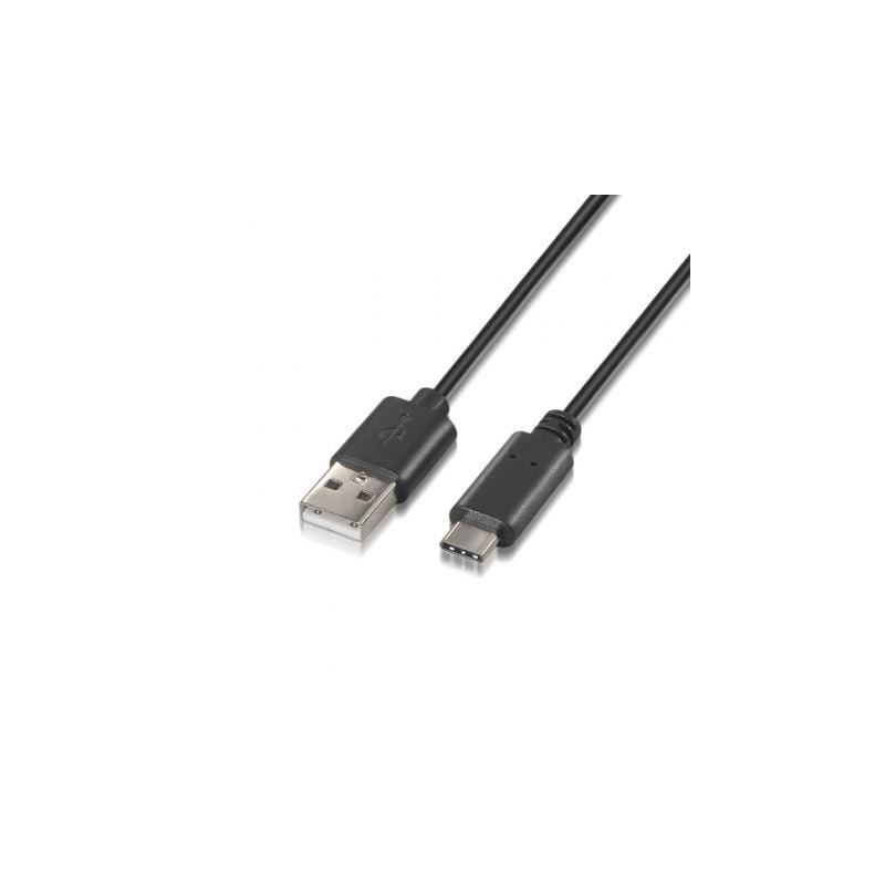 Cable USB 2-0 Tipo-C Aisens A107-0051- USB Tipo-C Macho - USB Macho- Hasta 9W- 625Mbps- 1m- Negro