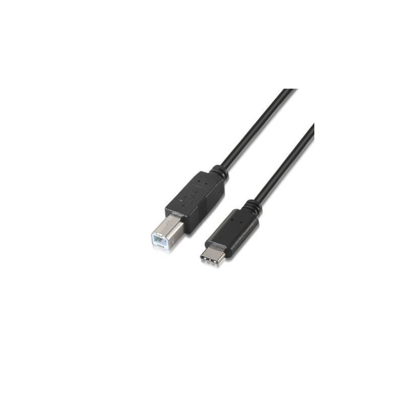 Cable USB 2-0 Impresora Aisens A107-0054- USB Tipo-C Macho - USB Tipo-B Macho- Hasta 9W- 625Mbps- 2m- Negro