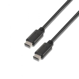 Cable USB 2-0 Tipo-C Aisens A107-0055- USB Tipo-C Macho - USB Tipo-C Macho- Hasta 9W- 625Mbps- 50cm- Negro