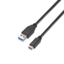 Cable USB 3-1 Aisens A107-0060- USB Tipo-C Macho - USB Macho- Hasta 27W- 625Mbps- 1m- Negro