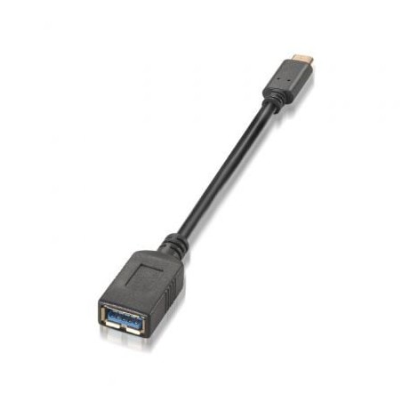 Cable USB 3-1 Aisens A107-0062- USB Tipo-C Macho - USB Hembra- Hasta 27W- 625Mbps- 15cm- Negro