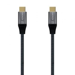 Cable USB 2-0 Tipo-C Aisens A107-0629 5A 100W- USB Tipo-C Macho - USB Tipo-C Macho- Hasta 100W- 60Mbps- 2m- Gris
