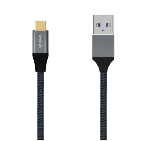 Cable USB 3-1 Aisens A107-0632- USB Tipo-C Macho - USB Macho- Hasta 27W- 1250Mbps- 1-5m- Gris