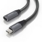 Cable Alargador USB 3-2 Aisens A107-0636- USB Tipo-C Macho - USB Tipo-C Hembra- Hasta 100W- 20Gbps- 2m- Gris