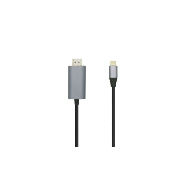 Cable Conversor Aisens A109-0393- USB Tipo-C Macho - HDMI Macho- Hasta 27W- 1250Mbps- 1-8m- Negro