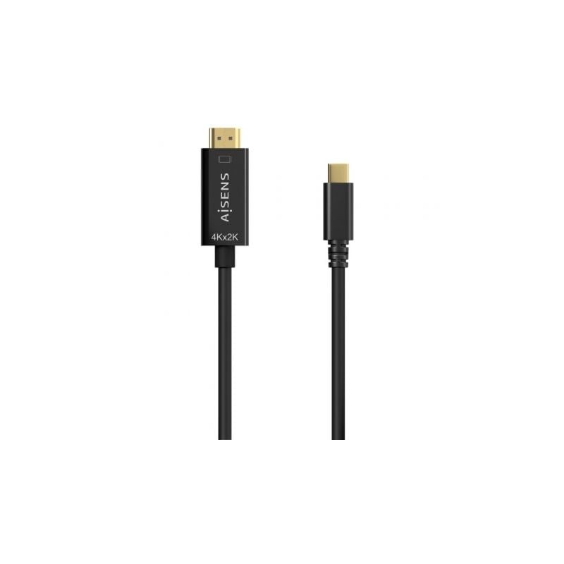 Cable Conversor HDMI 4K Aisens A109-0623- USB Tipo-C Macho - HDMI Macho- Hasta 27W- 1250Mbps- 80cm- Negro