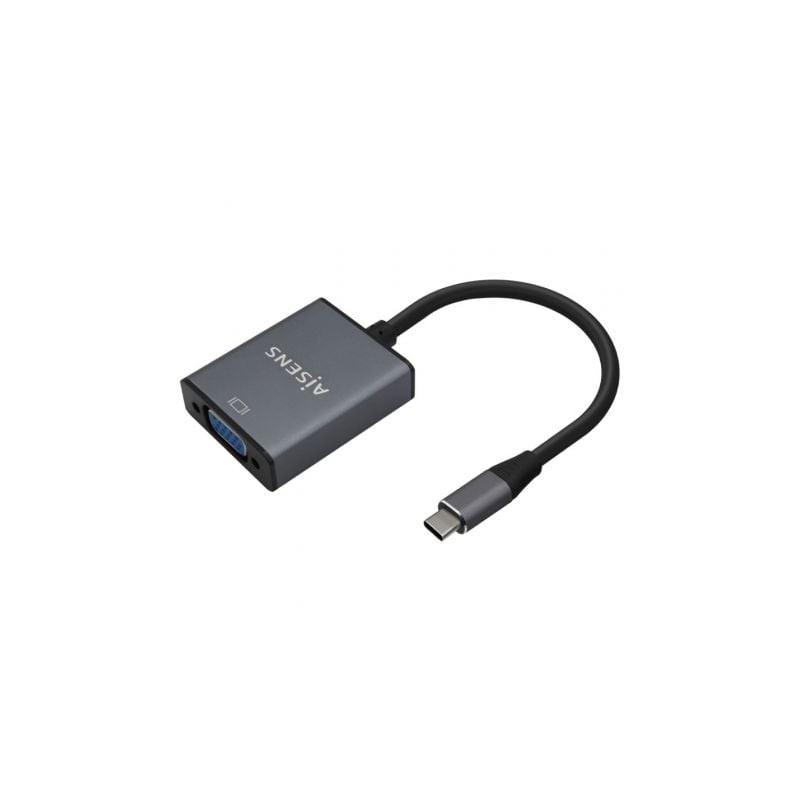 Conversor Aisens A109-0691- USB Tipo-C Macho - VGA Hembra- Hasta 27W- 1250Mbps- 15cm- Gris