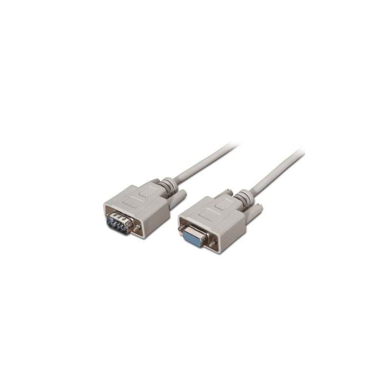 Cable Serie RS232 Aisens A112-0065- DB9 Macho - DB9 Hembra- Hasta 0-15W- 1-6Mbps- 1-8m- Beige