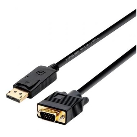 Cable Conversor Aisens A125-0365- DisplayPort Macho - VGA Macho- Hasta 5W- 2300Mbps- 2m- Negro