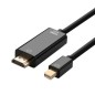 Cable Conversor Aisens A125-0458- Mini DisplayPort Macho - HDMI Macho- Hasta 5W- 2300Mbps- 3m- Negro