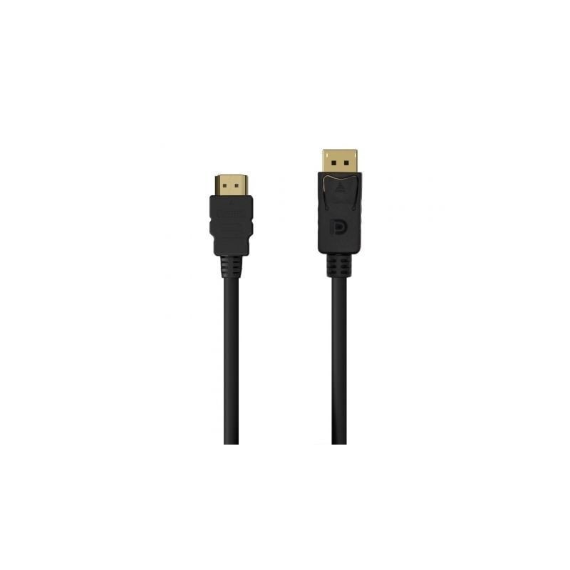 Cable Conversor Aisens A125-0550- Displayport Macho - HDMI Macho- Hasta 5W- 2300Mbps- 50cm- Negro