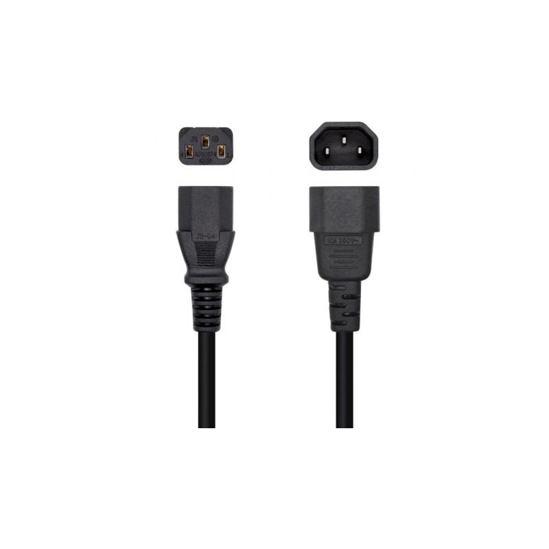 Cable Alimentación Aisens A132-0466- C13 Hembra - C14 Macho- Hasta 1500W- 3m- Negro