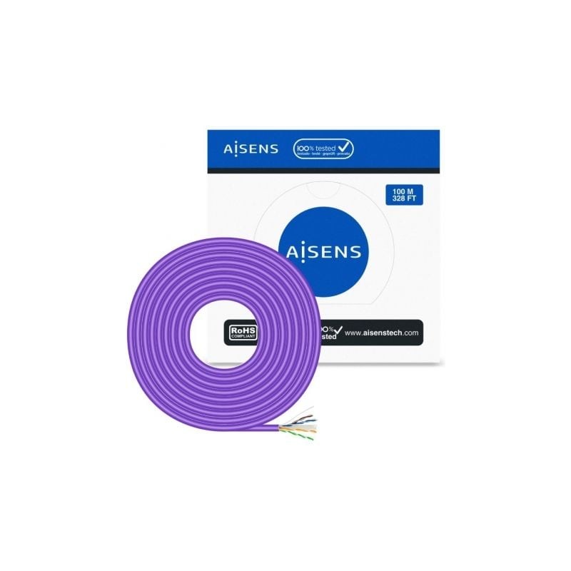 Bobina de Cable RJ45 AWG23 UTP Aisens A135-0747 Cat-6- LSZH- 100m- Violeta