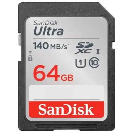 Tarjeta de Memoria SanDisk Ultra 64GB SD HC UHS-I - SDXC- Clase 10- 140MBs