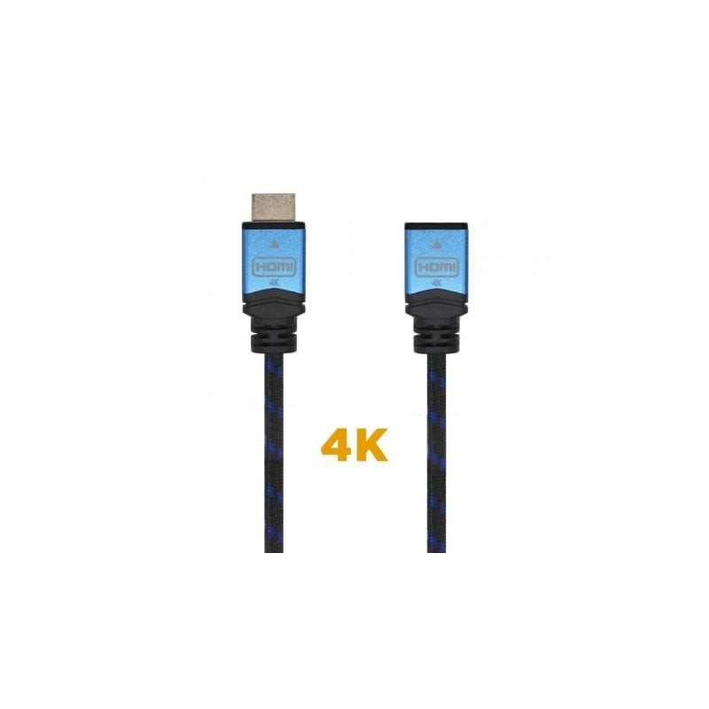 Cable Alargador HDMI Aisens A120-0453- HDMI Macho - HDMI Hembra- 2m- Negro- Azul