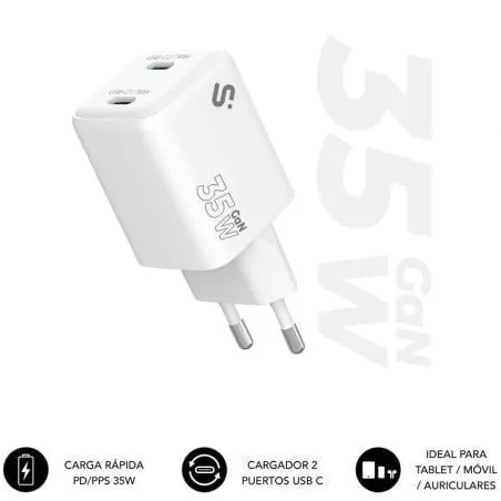 Cargador de Pared GaN Subblim 35W Charger USB C+C- 2xUSB Tipo-C- 35W