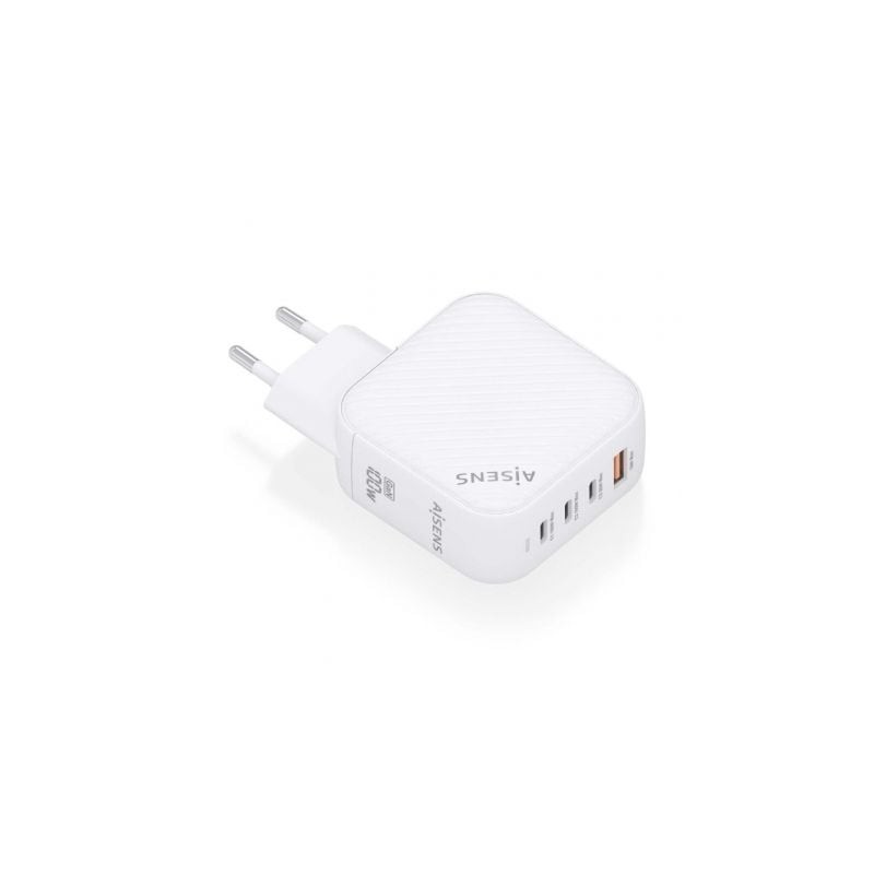 Cargador Gan de Pared Aisens ASCH-100W4P028-W- 3xUSB Tipo-C- 1x USB- 100W